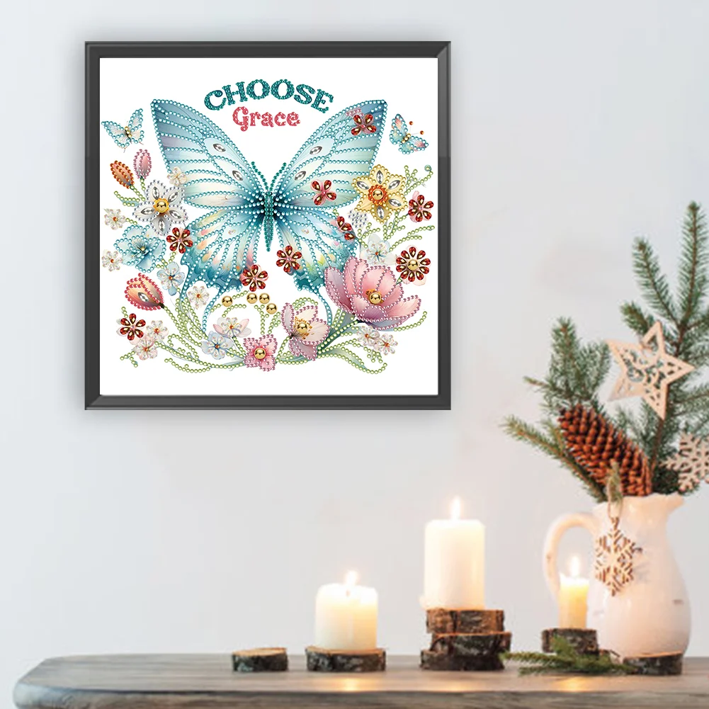 Diamond Painting - Partial Special Shaped Drill - Butterfly(Canvas|30*30cm)