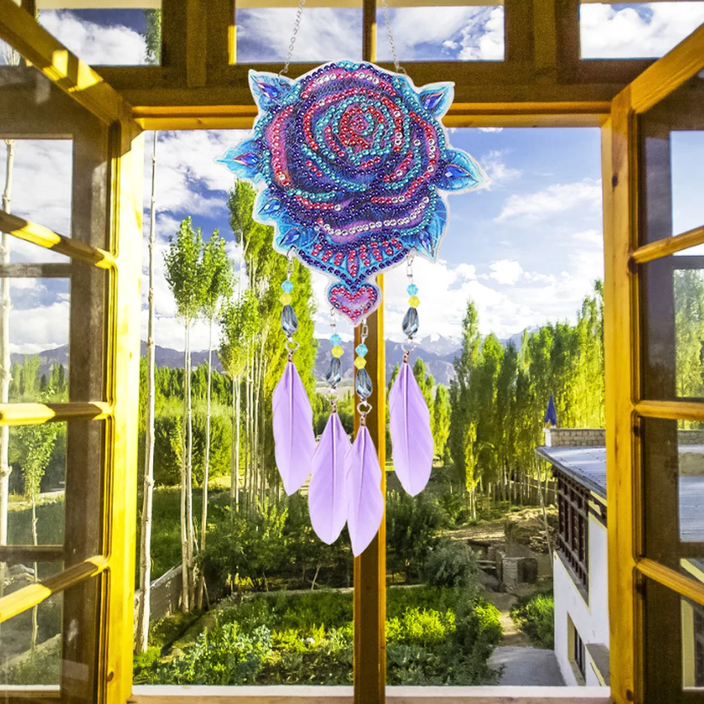 DIY Diamond Painting Dream Light Catcher Wind Chime - Rose