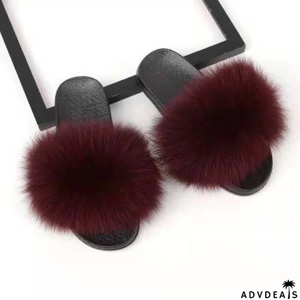 Furry Slippers Flat Half-drag Slippers