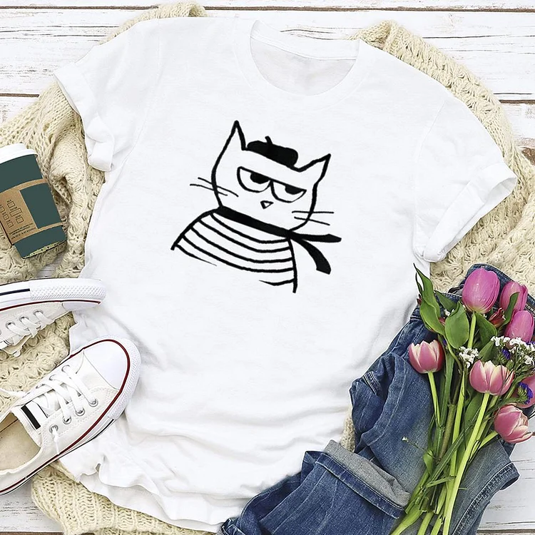 Angry Cat is So Very French T-shirt Tee - 01405-Annaletters