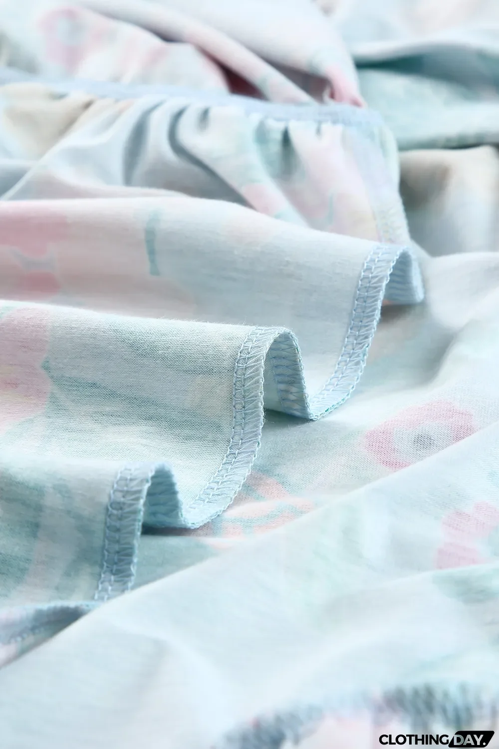 Sky Blue Floral Print Ruffled Lace-up Mock Neck Mini Dress