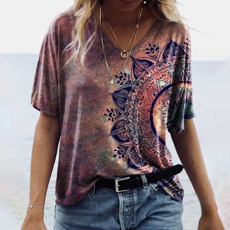 Designer mandala casual women's graphic tees