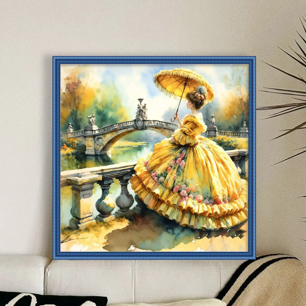 11CT Full Stamped Cross Stitch - Vintage Lady(Canvas|50*50CM)