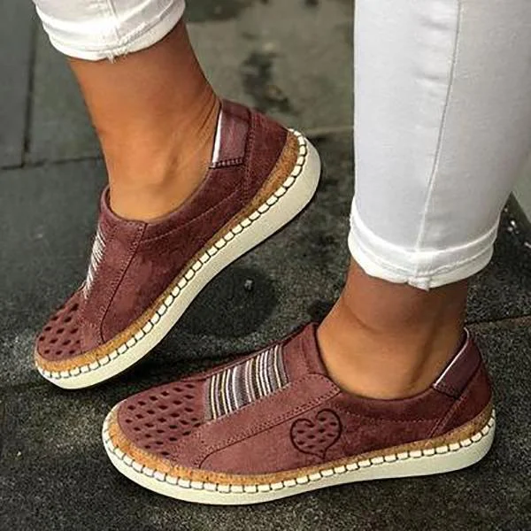 Daily Casual Flat Heart Printed Sneakers