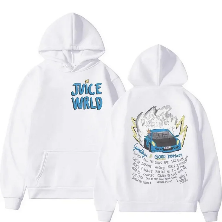 Rapper Juice Wrld Hoodie Pullover Sweatshirt Hip Hop Oversized Hoodies Streetwear at Hiphopee