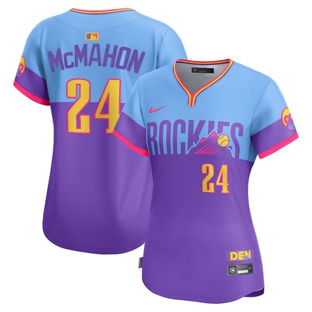 Women's Colorado Rockies #24 Ryan McMahon  Purple/Light Blue 2025 City Connect Limited Player Jersey NR4O