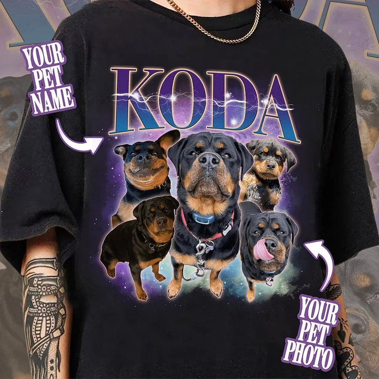Custom Your Pet Bootleg Shirt, Retro 90's Custom Pet Tee Sweatshirt Hoodie