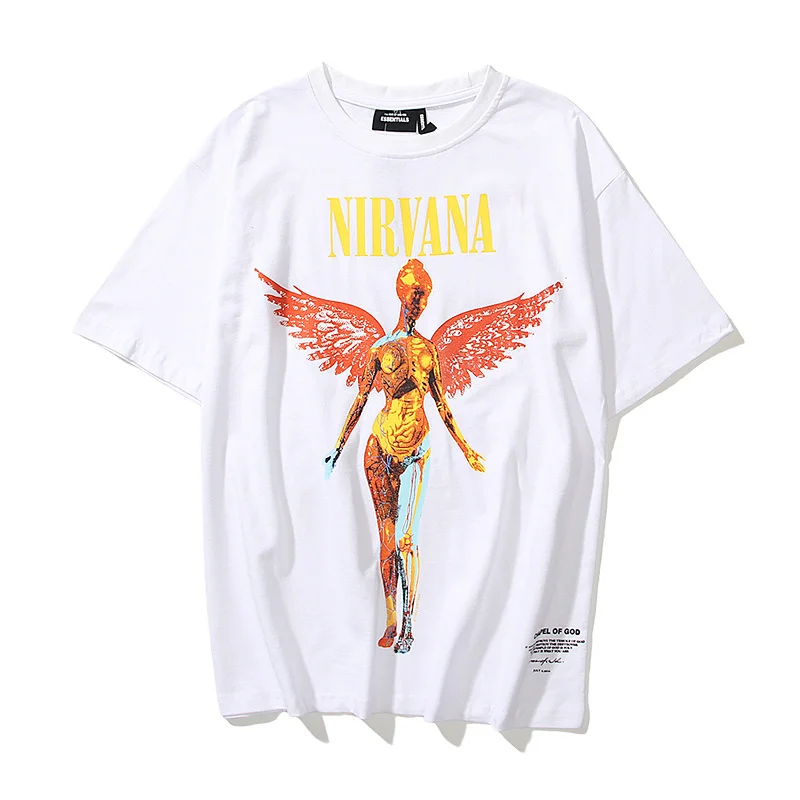 Nirvana Angel Rock Band Unisex Short Sleeve Loose Retro T-Shirt