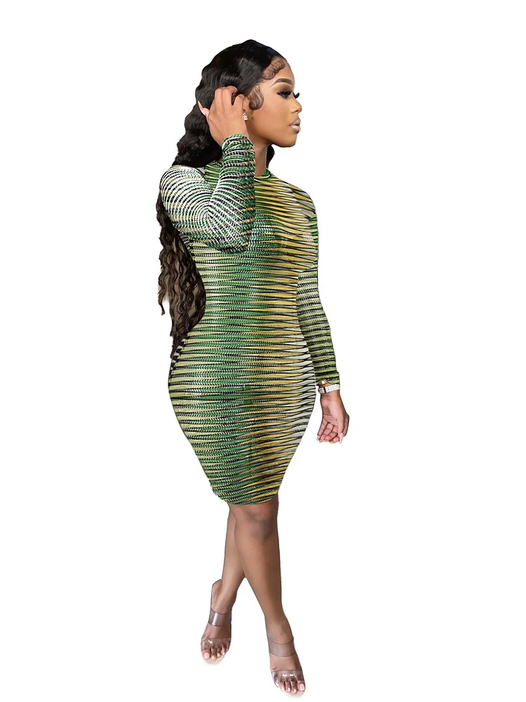 Promsstyle Ruched see-through long sleeve mini dress Prom Dress 2023