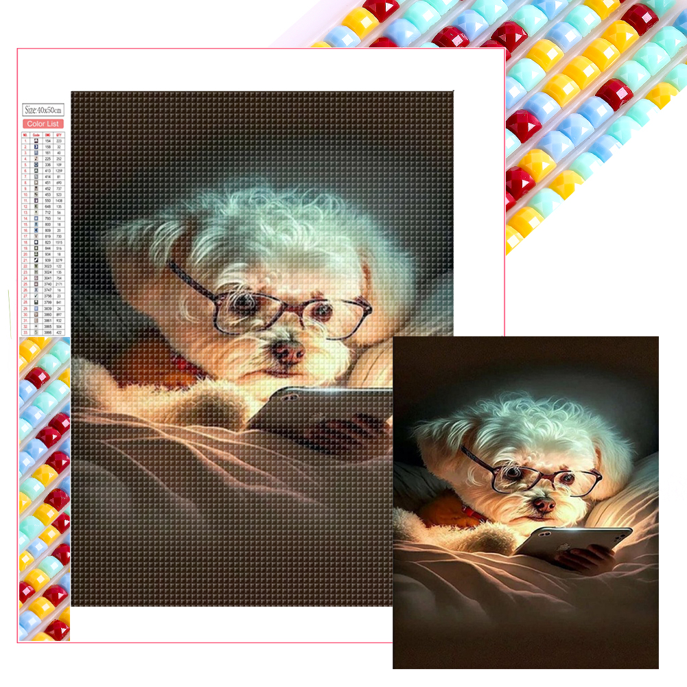 Puppy Reading 40*50cm(picture) full square drill diamond painting