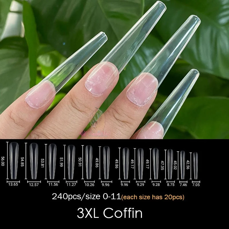 Gel Nails Extension System Full Cover Sculpted Clear Stiletto Coffin False Nail Tips 240pcs/bag-Nail Inspo