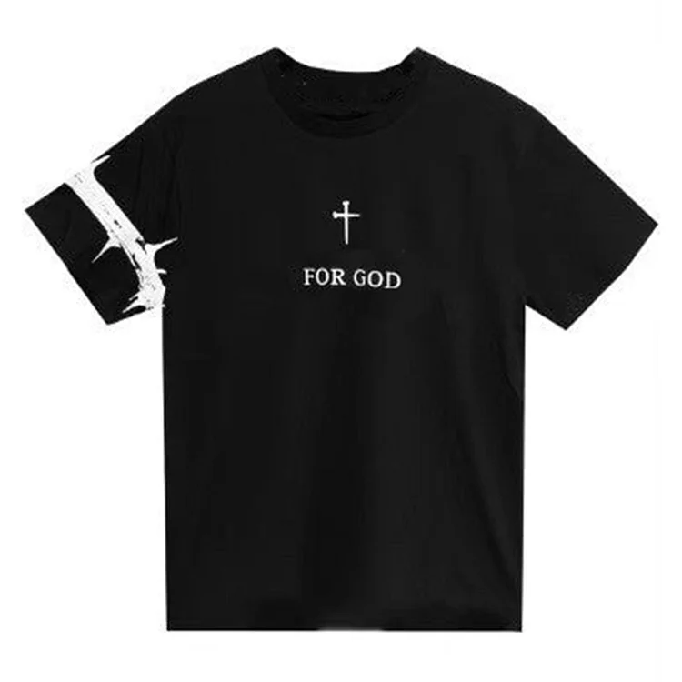 Classic Logo Thorns For God Round Neck Casual T-Shrit