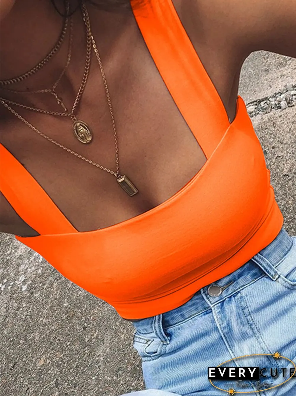 Square Neck Sleeveless Summer Crop Top-White Womens Black Casual Basic T-Shirt-Off