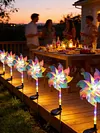 Solar Rainbow Pinwheel Garden Light Waterproof Colorful Spinning Windmill Light Easy To Install for Lawn Patio Walkway Flower Bed Decor