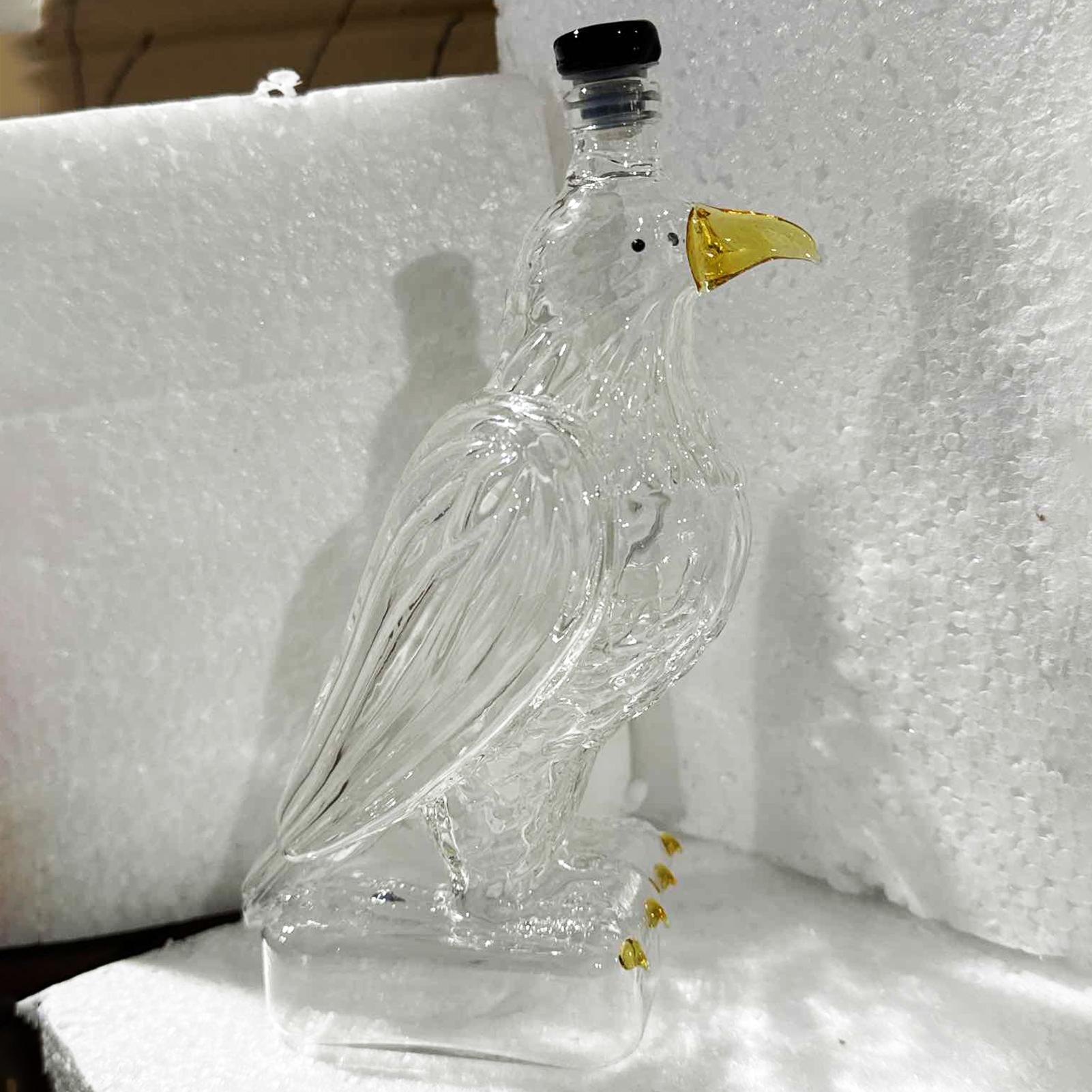 Tegooe Novelty Crystal Eagle Whiskey Decanter - 350ml Glass Spirit Bottle