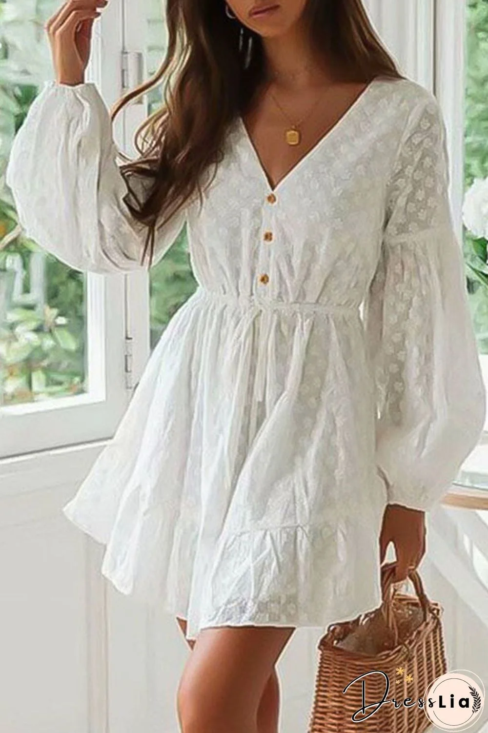 Fashion Street Solid V Neck Princess Dresses