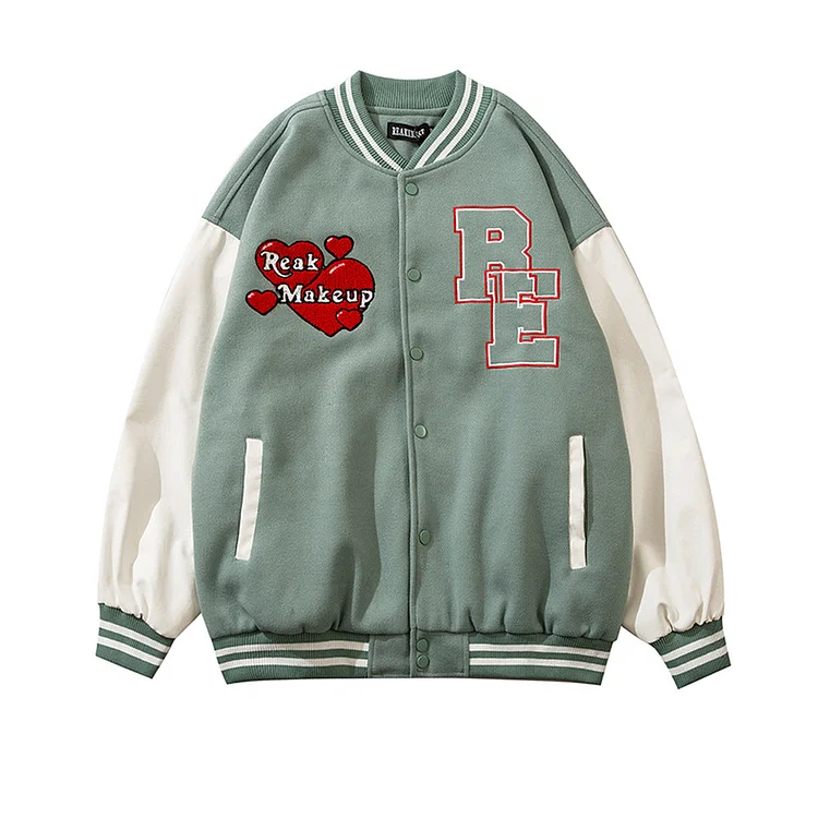Letterman Jacket Outfit Senior Jackets Varsity Baseball Coat Love Heart Letter Coat Men's Jacket Top