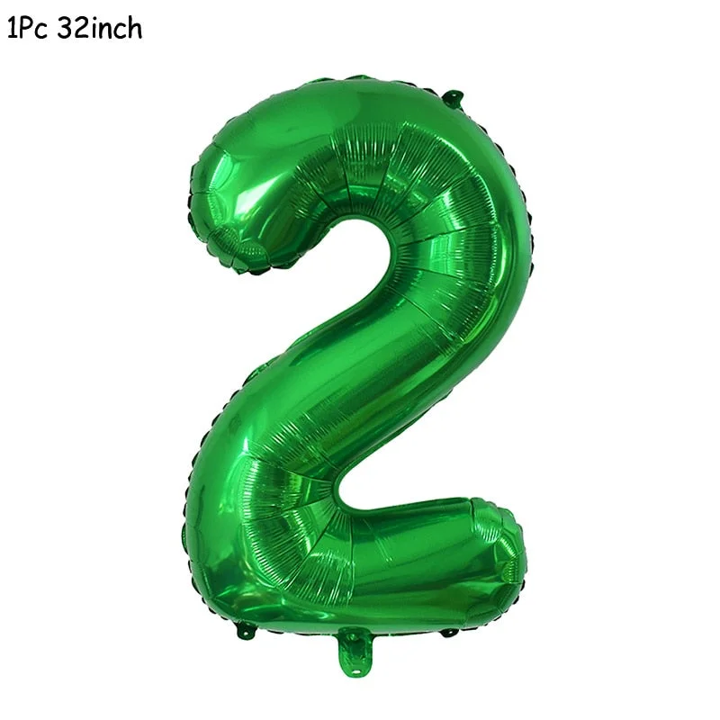 11Pcs Green Foil Number Balloons Dinosaur Latex Balloon Kids Jungle Theme Birthday Safari Forest Party Decorations Baby Shower