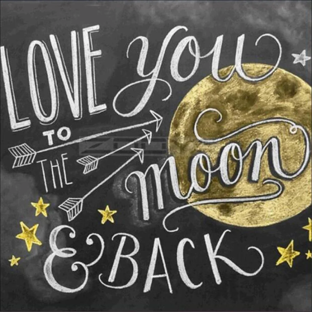 Full Round Diamond Painting Love You to the Moon Back (30*30cm)