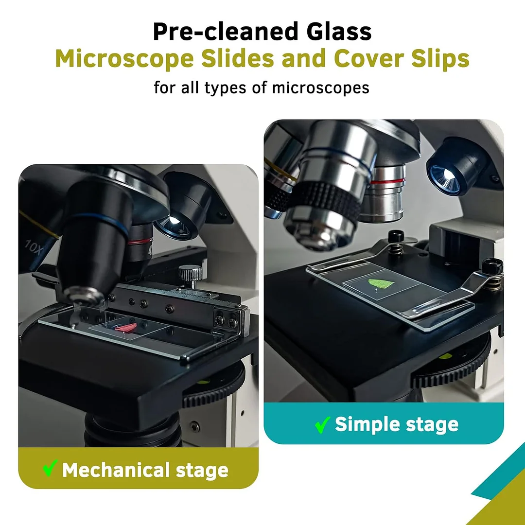 50 Microscope Slides, Blank Glass Slides for Microscope, Pre-Cleaned Laboratory Microscope Slides, Well-Made Ultra-Clear Optical Glass