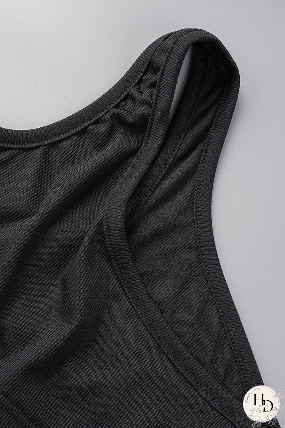 Black Sportswear Solid Patchwork Oblique Collar Sleeveless Two Pieces