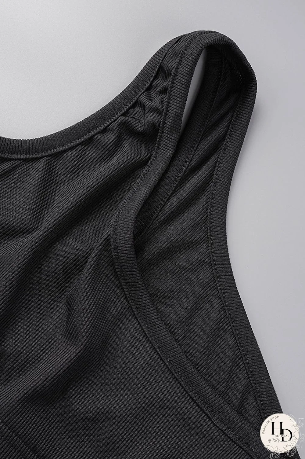 Black Sportswear Solid Patchwork Oblique Collar Sleeveless Two Pieces