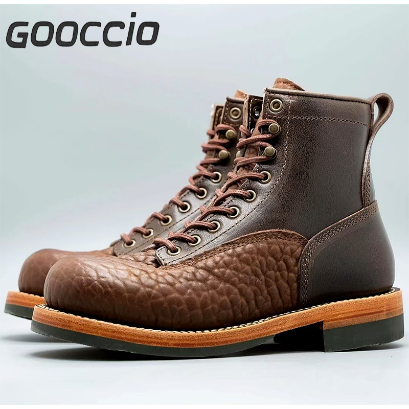 SB197  Shaonan Cowhide+Yak Leather Work Boots For Men  GOOCCIO   