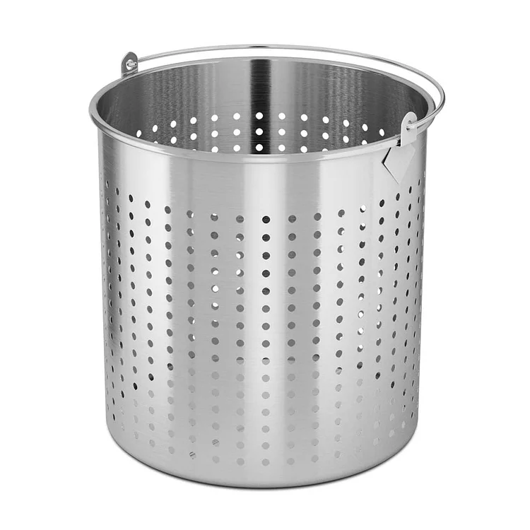 71L 18/10 Stainless Steel Perforated Stockpot Pasta Strainer with Handle