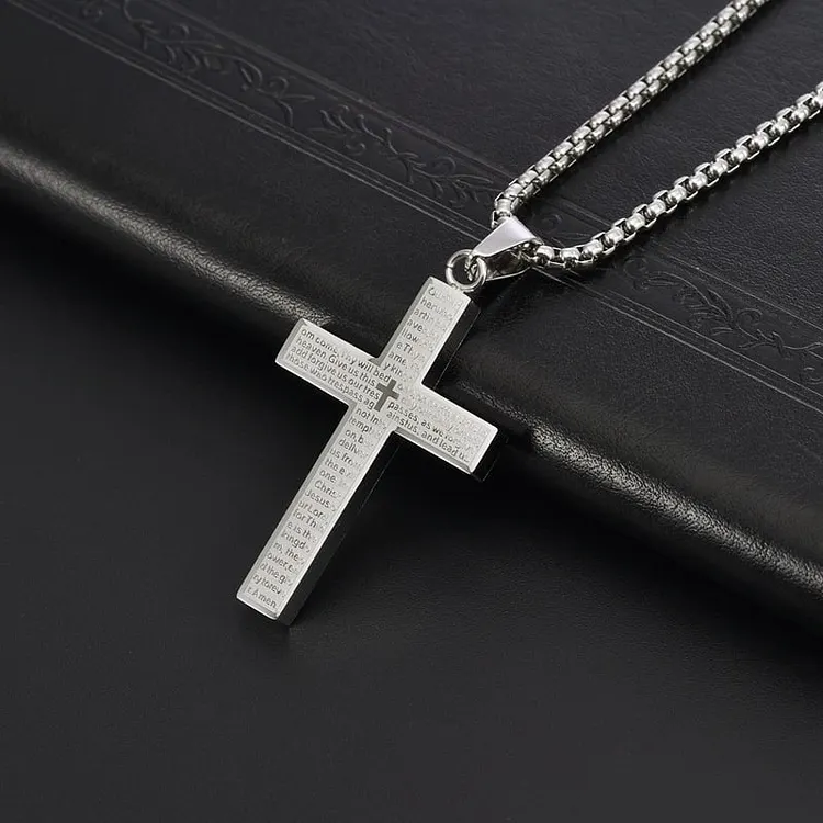  ✝️Lord's Prayer Scibble Cross Necklace 