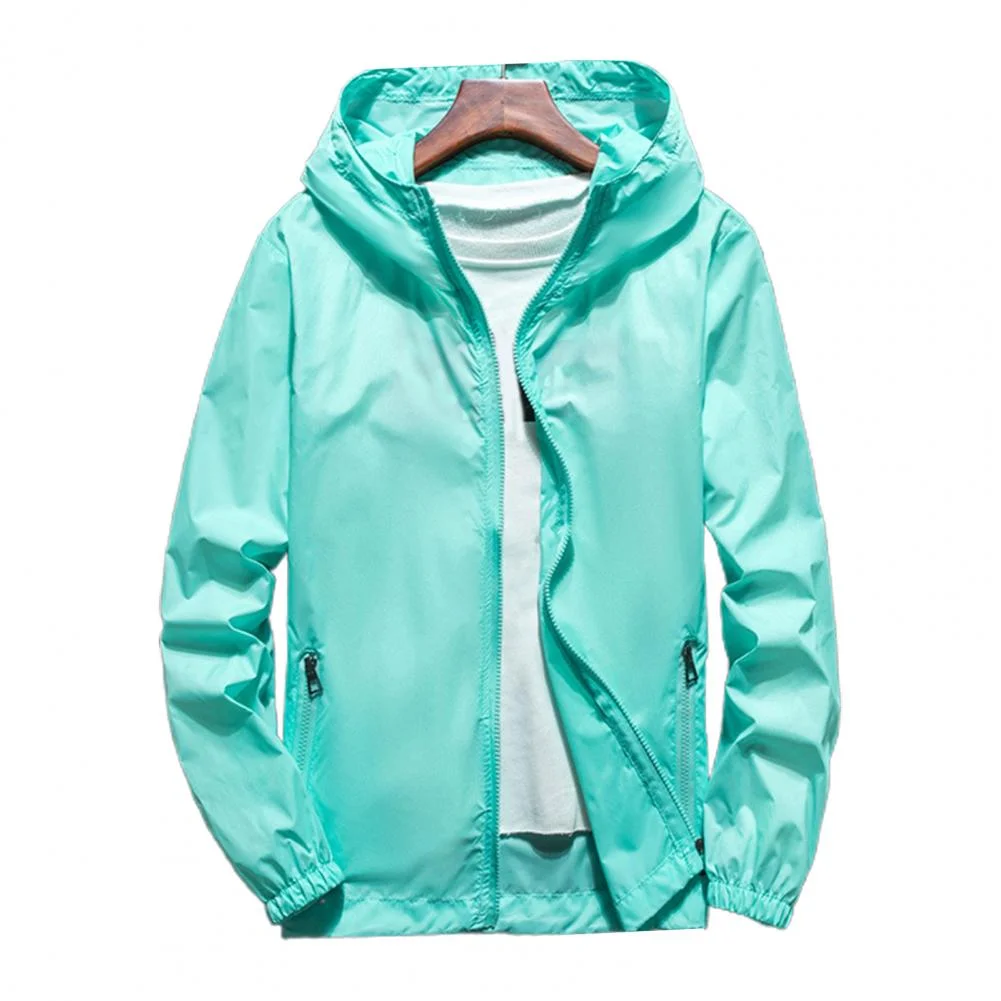 Hooded Placket Windbreaker Jacket Men Women Thin Sun Protection Coat 2023 Spring Autumn New Gray Blue Waterproof Cargo Clothing