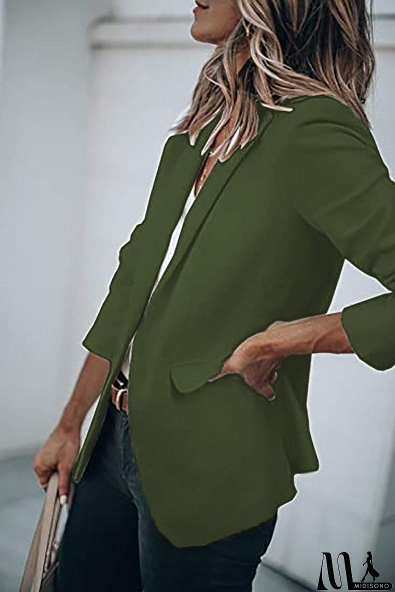 MidiSono - Casual Turndown Collar Coat