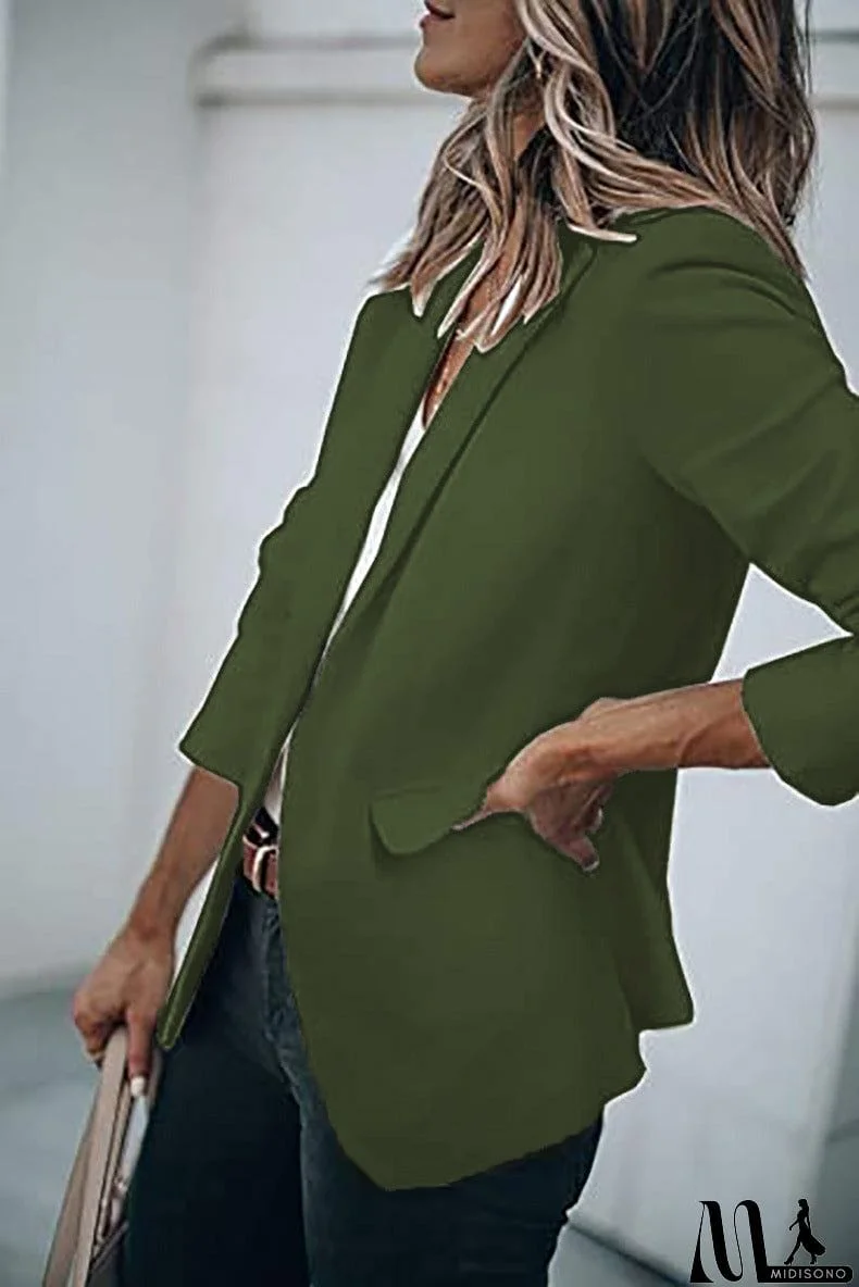 MidiSono - Casual Turndown Collar Coat