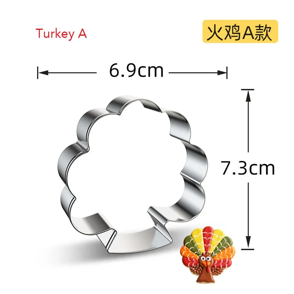 Christmas Gift Thanksgiving Cookie Cutting Mould Stainless Steel Turkey Maple Leaf Biscuit DIY Fondant Cake Rice Ball Mould Baking Accessories