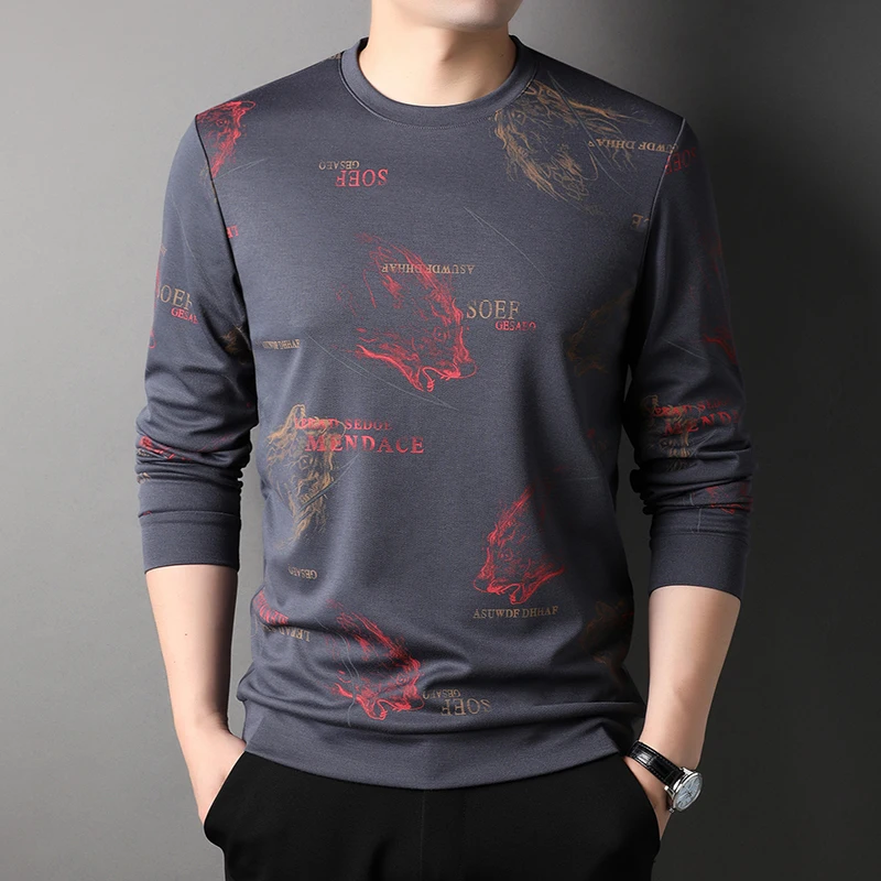 Croprotate Mens Printed Long Sleeve T-Shirt – Spring Personalized Fashion Top  