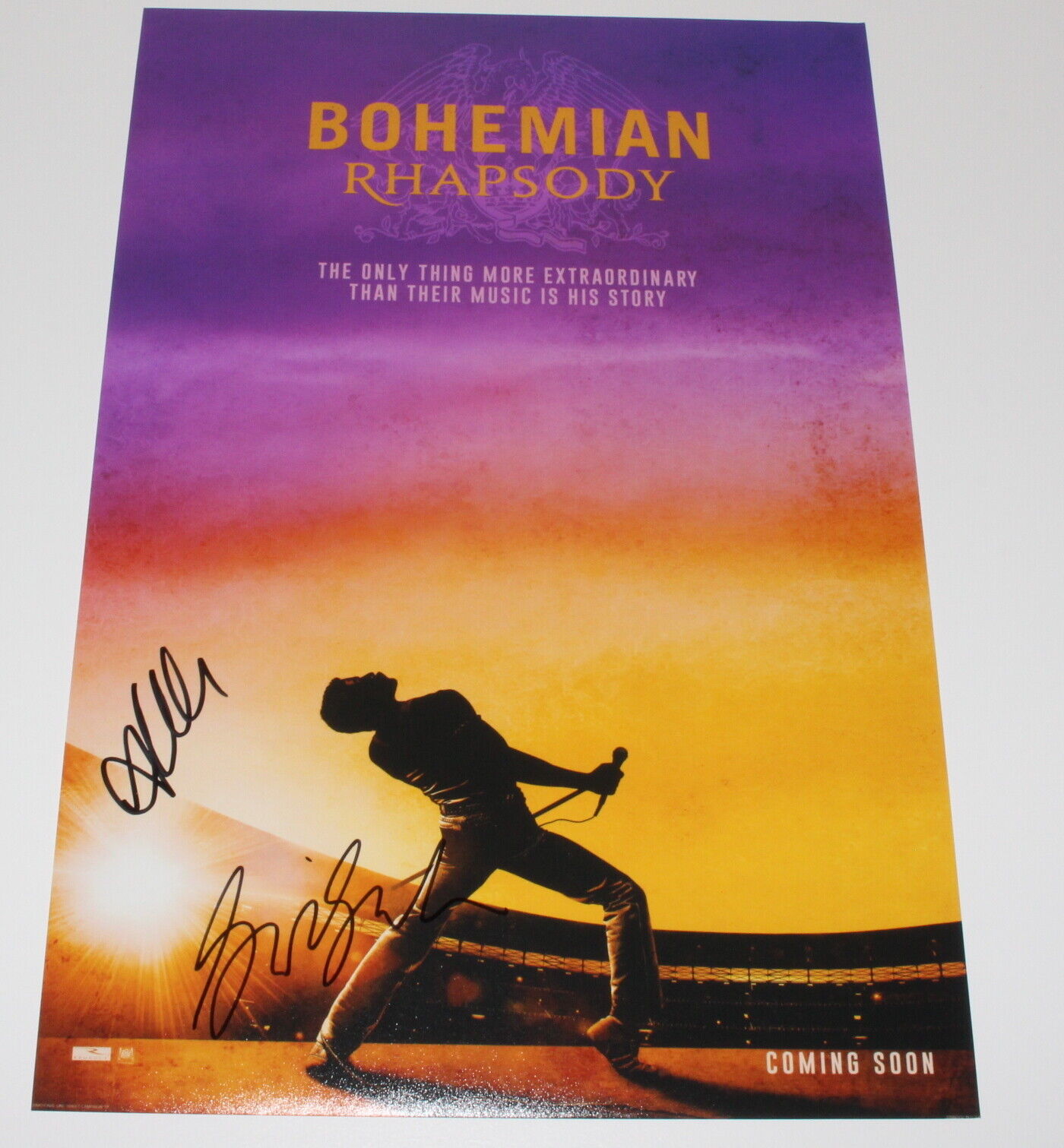 BOHEMIAN RHAPSODY SIGNED 12X18 MOVIE POSTER Photo Poster painting w/COA GWILYM LEE ALLEN LEECH