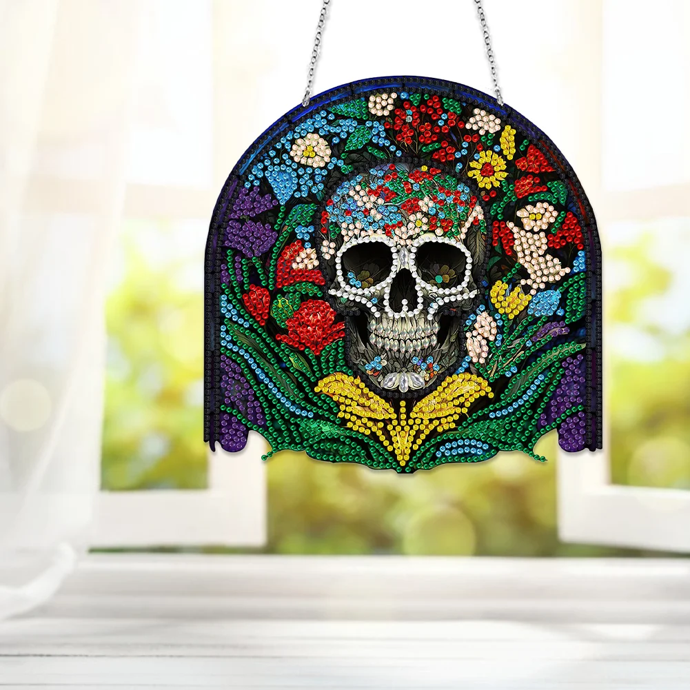 DIY Skull Diamond Dots Art Cool Home Garden Decoration