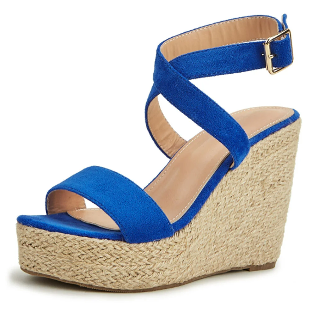 Qengg Open Toe Platform Wedges Sandals For Women 2022 Straw Heel Bowknot Ankle Strappy Summer Lace Up Party Casual Shoes Women