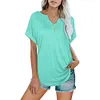 Women's Solid Color V-Neck Loose Short-Sleeved T-Shirt