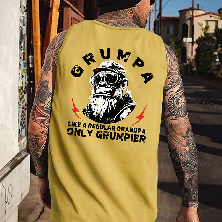 Grumpa Like A Regular Grandpa Only Grumpier Monkey Tank Top