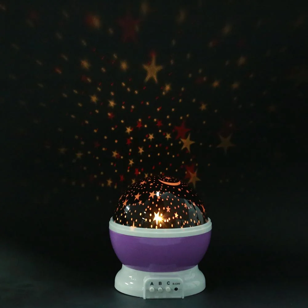 Rotating Projector Starry Night Lamp Projection LED Lights Xmas Gift(Purple