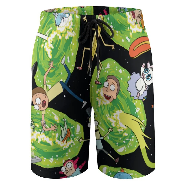 Rick Morty Falling Through Portals Boys Quick Dry Beach Board Short Summer Swimsuit Shorts - Heather Prints Shirts