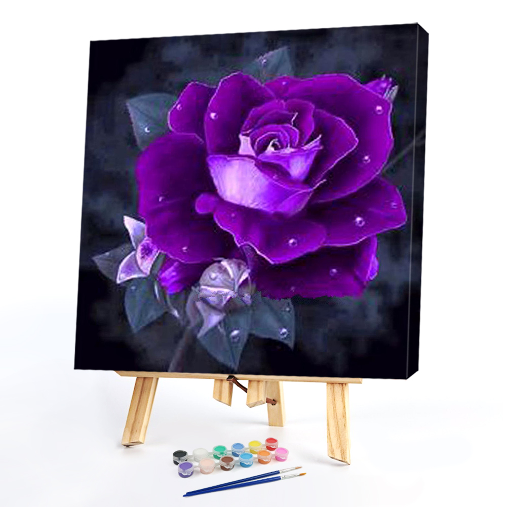 

40*40CM - Paint By Numbers - Purple Rose, 501 Original