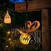 Painted Iron Bee Sculpture Metal Insect Garden Hanging Ornament