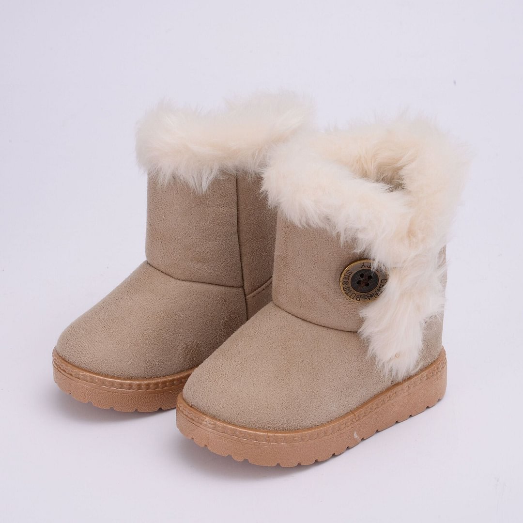 Children Snow Boots Turned-over Baby Plush Children Boots for Boys Girls Artificial Fur High Top Keep Warm Kids Winter Shoes