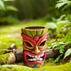 Outdoor Tiki Statue Garden Deco with Solar Light Hawaiian Tiki Ornament (Blue)