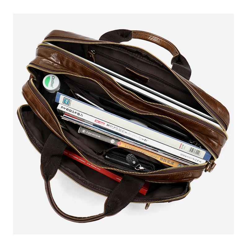 Mens Vintage Durable Business Leather Bridfcase Sling Shoulder Bag
