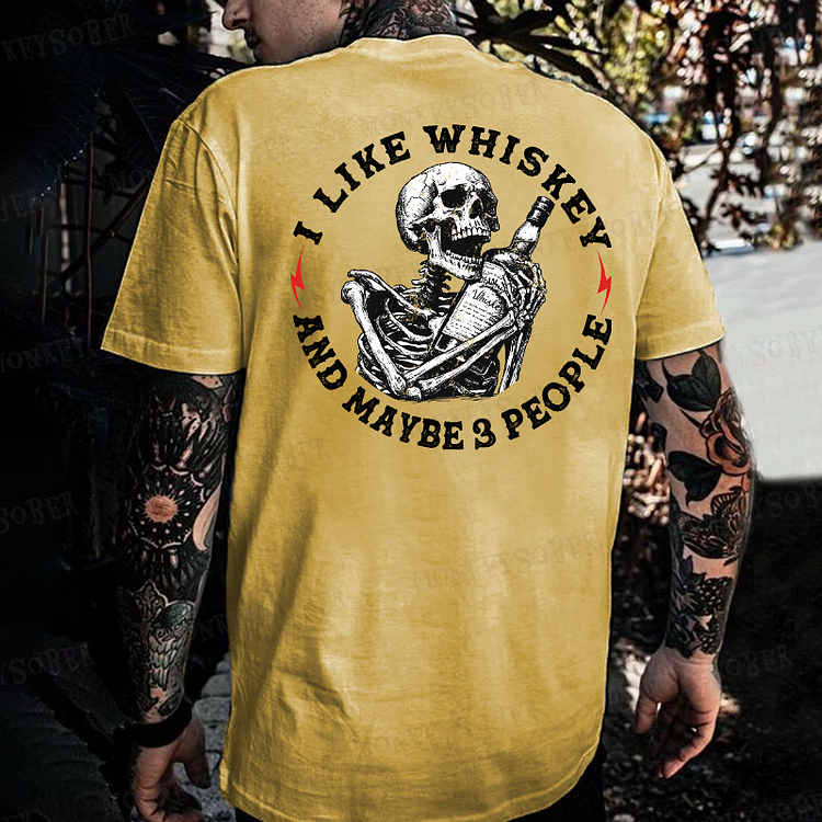 I Like Whiskey And Maybe 3 People Monkey T-shirt