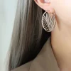 Creative Palm Leaf Round Golden Earrings