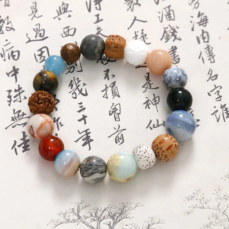 Natural Bodhi Seed Crystal Stone Agate Keep Away Evil Spirits Bracelet