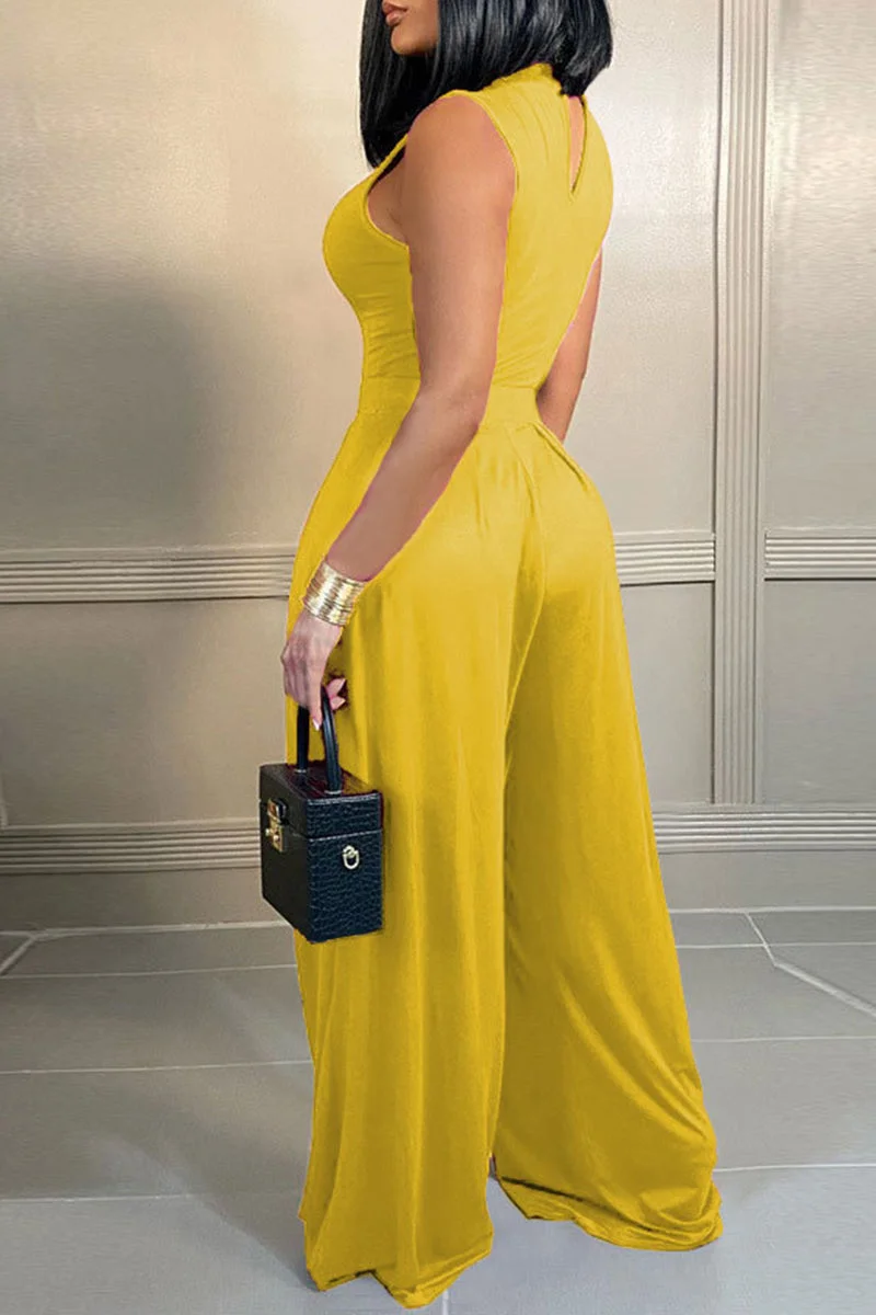 Fashion Casual Solid Patchwork O Neck Sleeveless Two Pieces